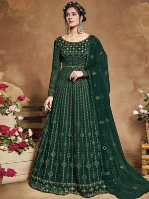 Green embroidered net salwar 1