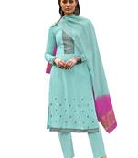 Blue embroidered art silk salwar