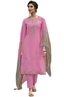 Pink embroidered art silk salwar