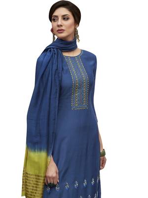 Blue embroidered art silk salwar 2