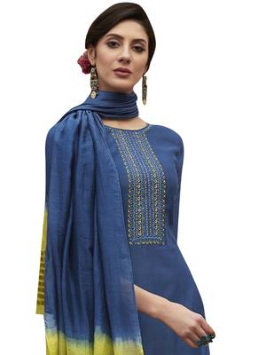 Blue embroidered art silk salwar 3