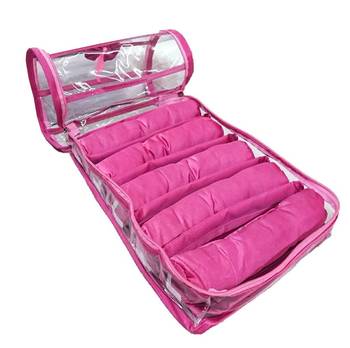 Atorakushon   Pink Satin 5 Rods Bangle Box Ring Earring Box Saree Cover Blouse Cover Travelling Wedding  Kit For Women 3