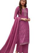 Magenta embroidered art silk salwar