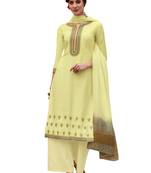 Lemon embroidered art silk salwar
