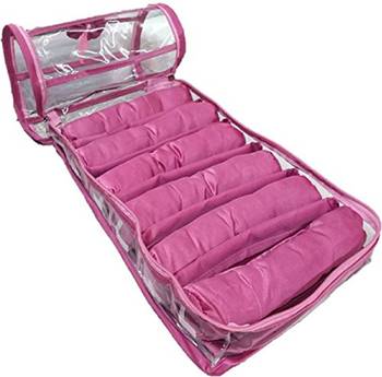 Atorakushon    Pink Satin 6 Rods Bangle Box Ring Earring Box Saree Cover Blouse Cover Travelling Wedding  Kit For Women 4
