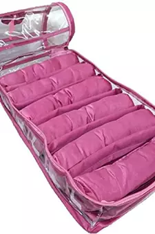 Atorakushon    Pink Satin 6 Rods Bangle Box Ring Earring Box Saree Cover Blouse Cover Travelling Wedding  Kit For Women