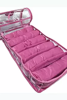 Atorakushon    Pink Satin 6 Rods Bangle Box Ring Earring Box Saree Cover Blouse Cover Travelling Wedding  Kit For Women