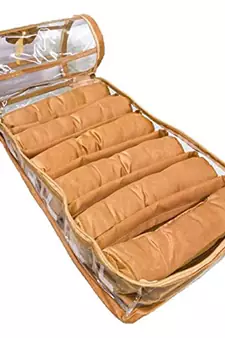 Atorakushon   gold  Satin 6 Rods Bangle Box Ring Earring Box Saree Cover Blouse Cover Travelling Wedding  Kit For Women