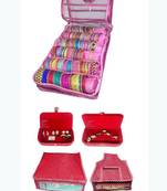 Atorakushon    Pink Satin 6 Rods Bangle Box Ring Earring Box Saree Cover Blouse Cover Travelling Wedding  Kit For Women