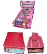 Atorakushon    Pink Satin 6 Rods Bangle Box Ring Earring Box Saree Cover Blouse Cover Travelling Wedding  Kit For Women