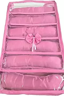 Atorakushon    Pink Satin 6 Rods Bangle Box Ring Earring Box Saree Cover Blouse Cover Travelling Wedding  Kit For Women