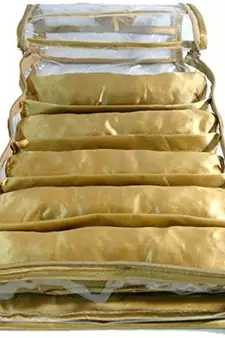 Atorakushon    gold Satin 5 Rods Bangle Box Ring Earring Box Saree Cover Blouse Cover Travelling Wedding  Kit For Women