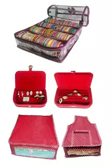 Atorakushon ® Purple Satin 4 Rods Bangle Box Ring Earring Box Saree Cover Blouse Cover Travelling Wedding  Kit For Women