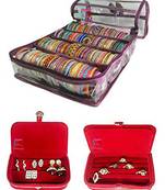 Atorakushon ® Purple Satin 4 Rods Bangle Box Ring Earring Box Saree Cover Blouse Cover Travelling Wedding  Kit For Women