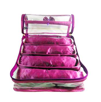 Atorakushon ® Purple Satin 4 Rods Bangle Box Ring Earring Box Saree Cover Blouse Cover Travelling Wedding  Kit For Women 2