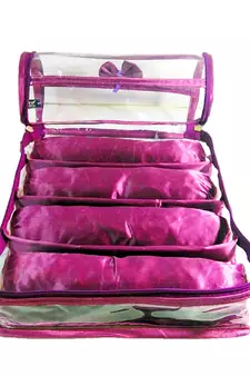 Atorakushon ® Purple Satin 4 Rods Bangle Box Ring Earring Box Saree Cover Blouse Cover Travelling Wedding  Kit For Women