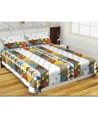 Ridan Cotton Multicolour Printed King Size Double  Sheet With Pillow Cover 1