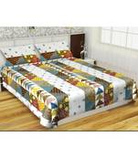 Ridan Cotton Multicolour Printed King Size Double  Sheet With Pillow Cover