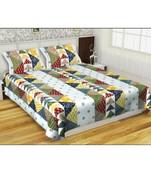 Ridan Cotton Multicolour Printed King Size Double  Sheet With Pillow Cover