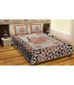 Ridan Cotton Multicolour Printed King Size Double  Sheet With Pillow Cover