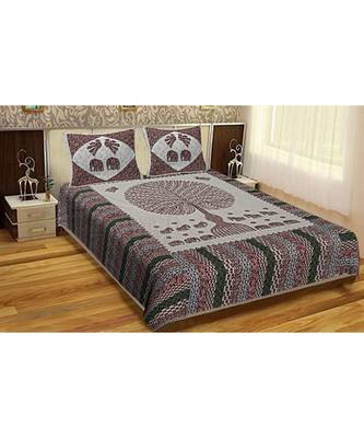Ridan Cotton Multicolour Printed King Size Double  Sheet With Pillow Cover 1