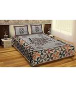 Ridan Cotton Multicolour Printed King Size Double  Sheet With Pillow Cover