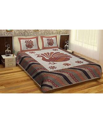 Ridan Cotton Multicolour Printed King Size Double  Sheet With Pillow Cover 1