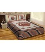 Ridan Cotton Multicolour Printed King Size Double  Sheet With Pillow Cover