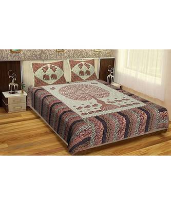 Ridan Cotton Multicolour Printed King Size Double  Sheet With Pillow Cover 1
