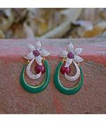 green red diamond enamel work designer earring