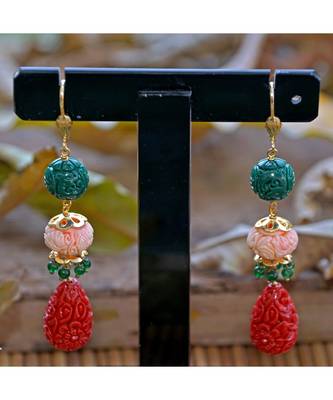 red green cute elegant simple look beautiful earring 1