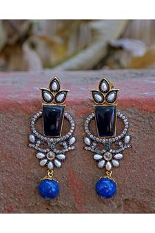 blue stylish unique victorian earring