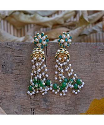 green pachi work kasmiri beautiful jhumki 1