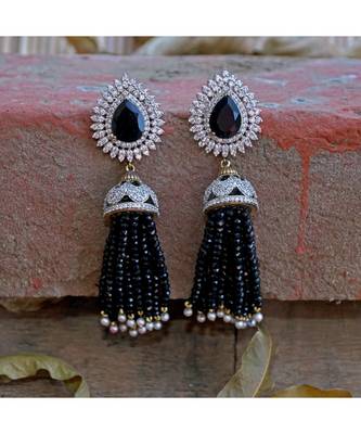 black diamond designer classy royal crystal diamond jhumki 1