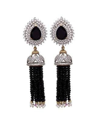 black diamond designer classy royal crystal diamond jhumki 2