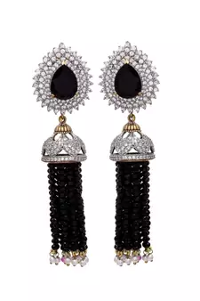 black diamond designer classy royal crystal diamond jhumki