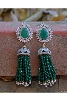 green diamond designer classy royal crystal diamond jhumki