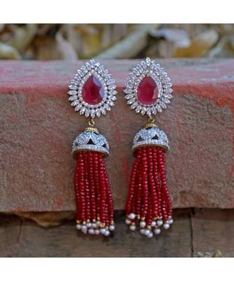red diamond designer classy royal crystal diamond jhumki 1