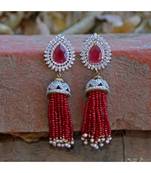 red diamond designer classy royal crystal diamond jhumki