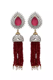 red diamond designer classy royal crystal diamond jhumki