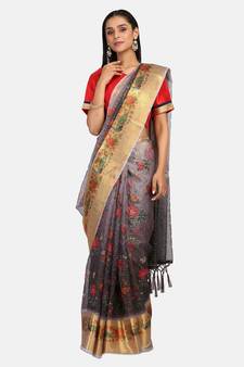 Riva Enterprise Women's Organza Digital Printed Saree