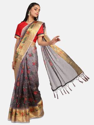 Riva Enterprise Women's Organza Digital Printed Saree 3