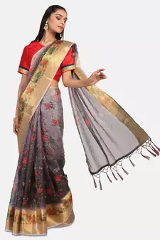 Riva Enterprise Women's Organza Digital Printed Saree