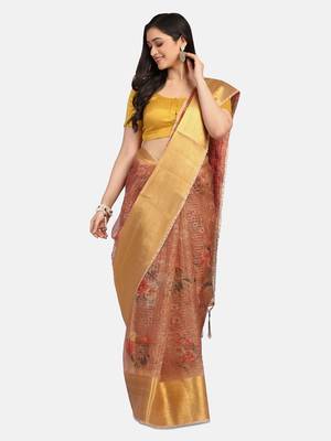 Riva Enterprise Women's Organza Digital Printed Saree 1