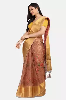 Riva Enterprise Women's Organza Digital Printed Saree