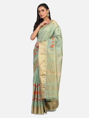 Riva enterprise Women's Cotton Silk With Jari Embroidery Designer Party Wear Saree 3