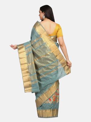 Riva enterprise Women's Cotton Silk With Jari Embroidery Designer Party Wear Saree 4