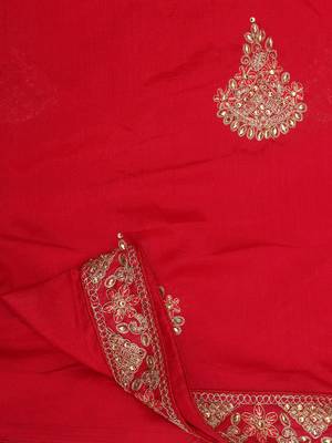 Riva Enterprise Women's Vichitra Silk With Cording Embroidery Work Exclusive Saree 5