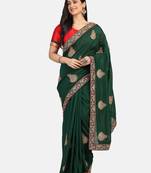 Riva Enterprise Women's Vichitra Silk With Cording Embroidery Work Exclusive Saree