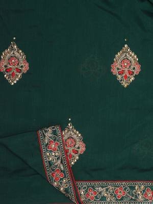 Riva Enterprise Women's Vichitra Silk With Cording Embroidery Work Exclusive Saree 5